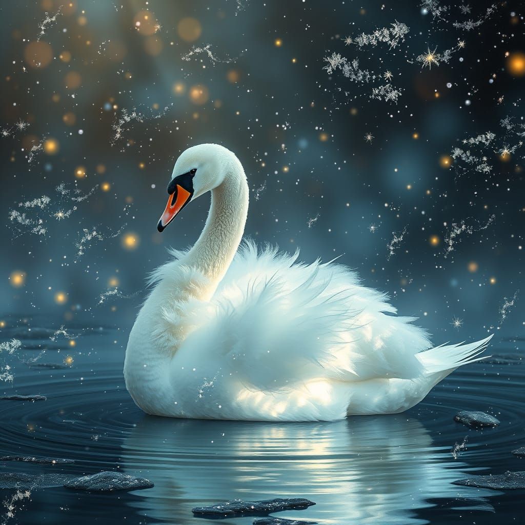Glowing Rococo Swan in Quantum Dream State
