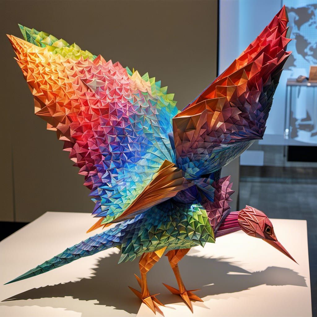 Origami rainbow Loon display