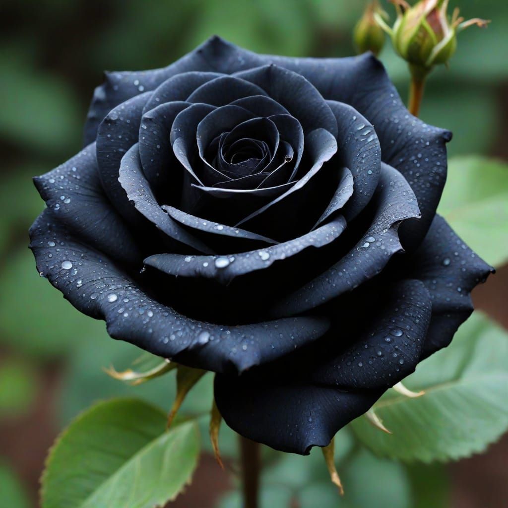 Mysterious Black Rose in Bloom