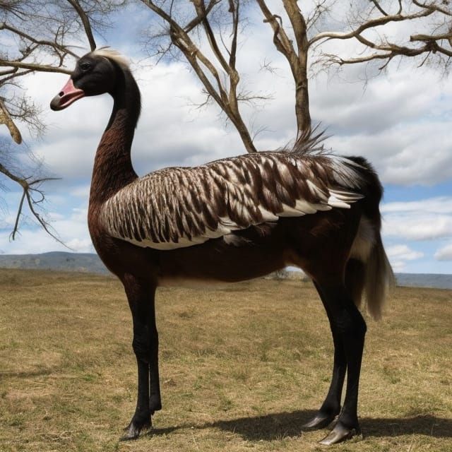 Realistic Goose Horse Hybrid Animal Photo