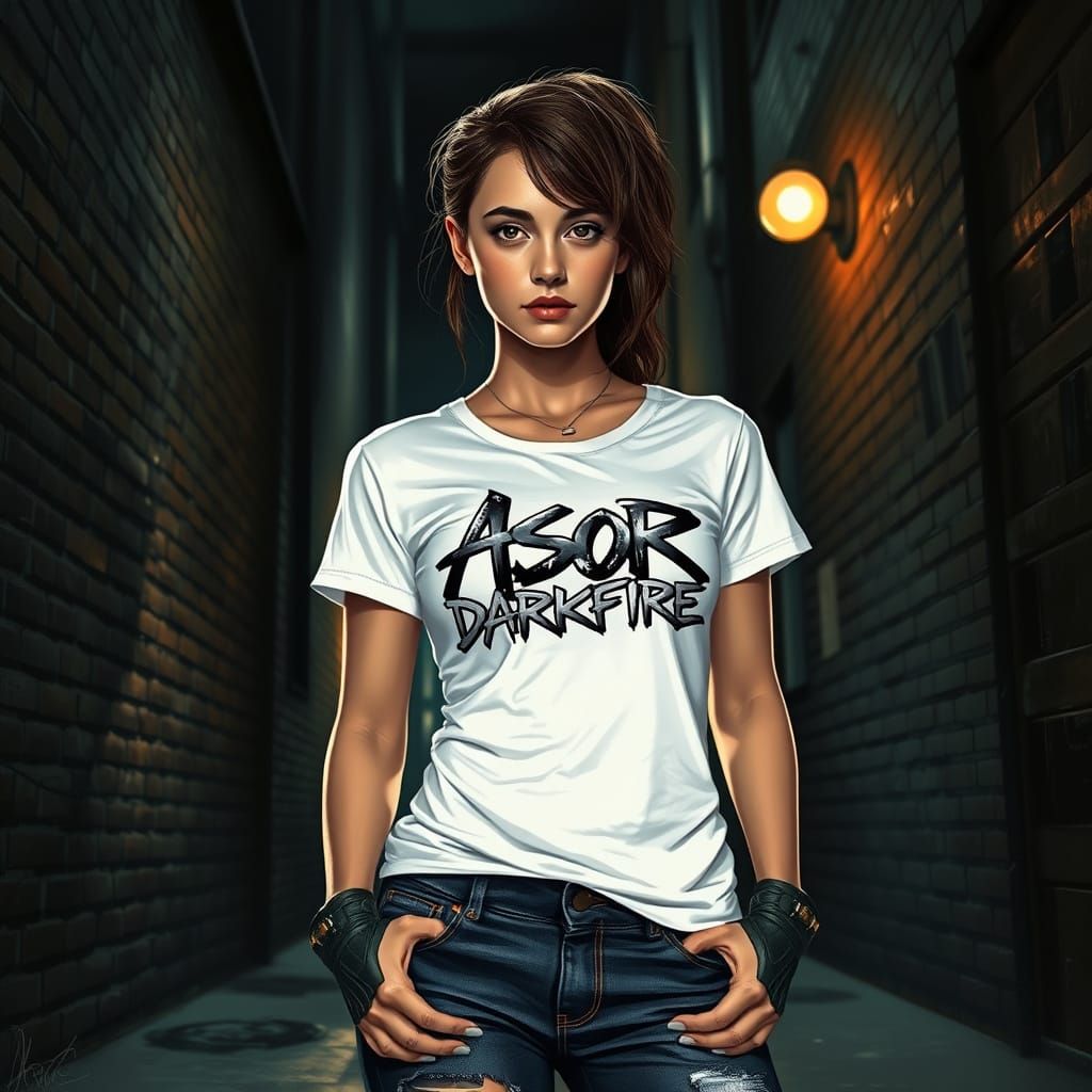Gritty Urban Woman in Dark Graffiti Style