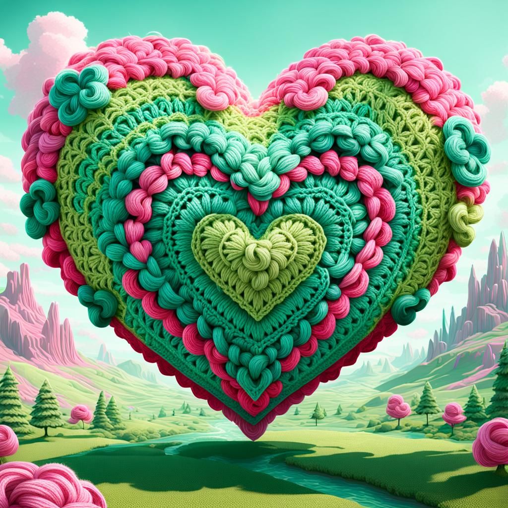 Giant Crochet Heart in Pastel Colors