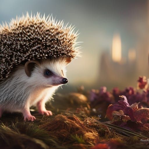 Hedgehog Gandalf in Rococo Cinematic Painting