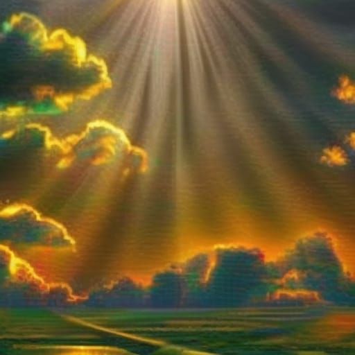 Heavenly Sunshine Beams Through Divine Clouds