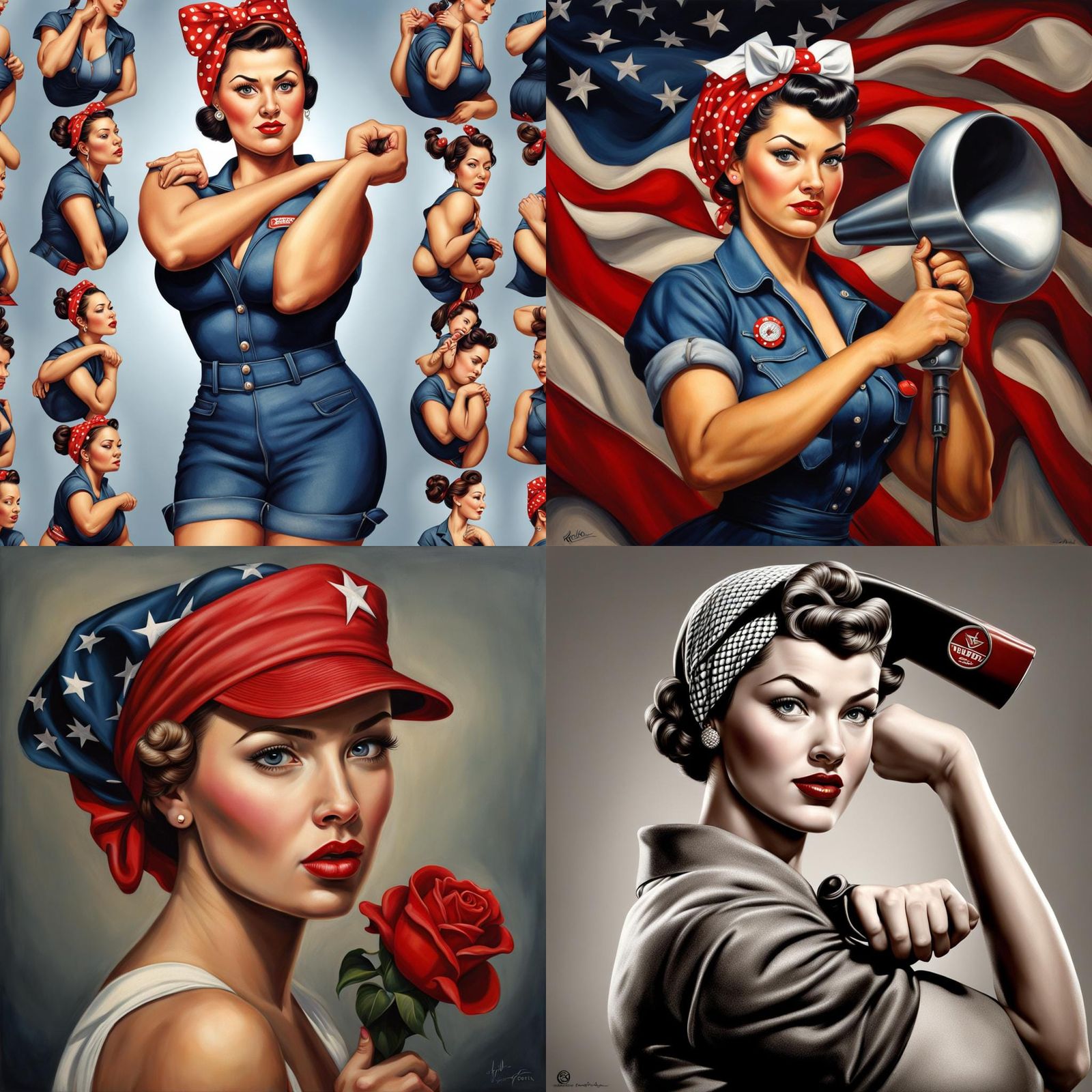 Hyperrealistic Baby as Rosie The Riveter Pinup