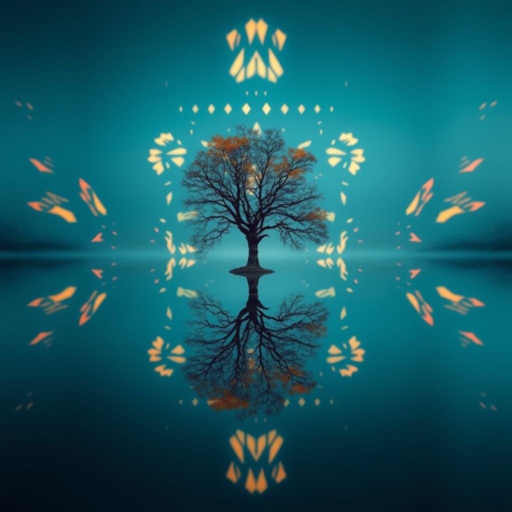 Lonely tree in a kaleidoscope