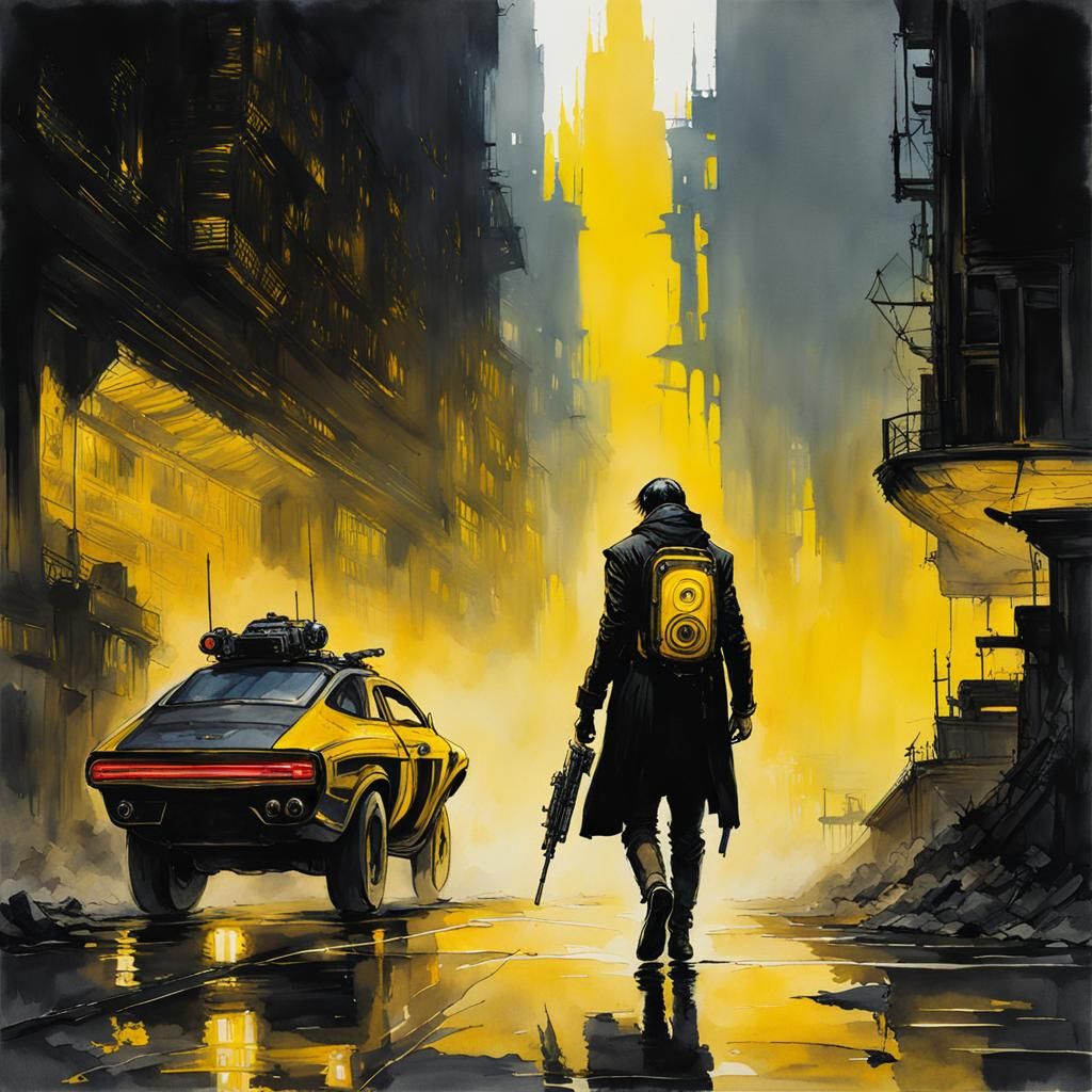 Cyberpunk Edgerunner in Watercolor Style