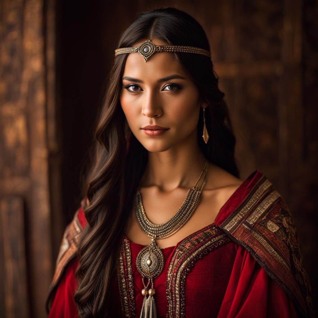 Ethereal Portrait: Native American Woman with Newborn