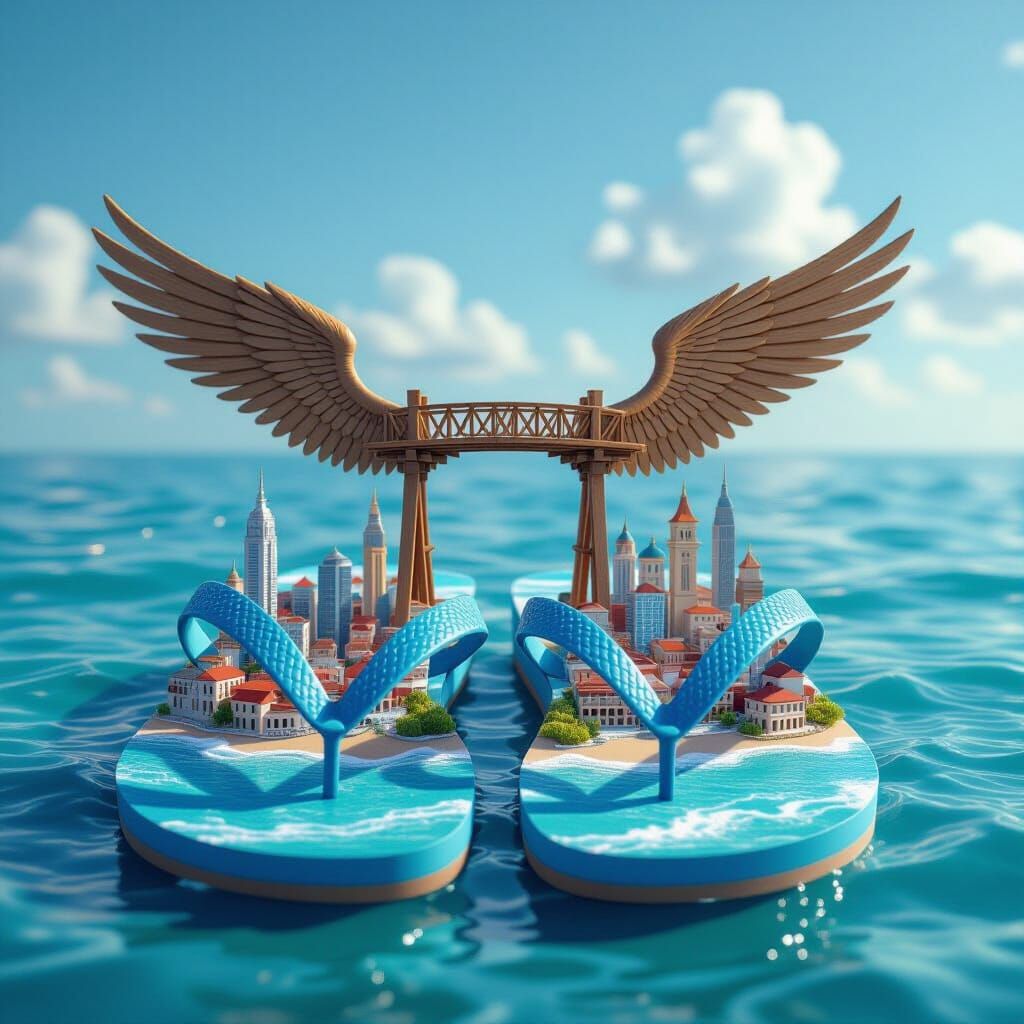 Miniature City Flip-Flops with Winged Bridge
