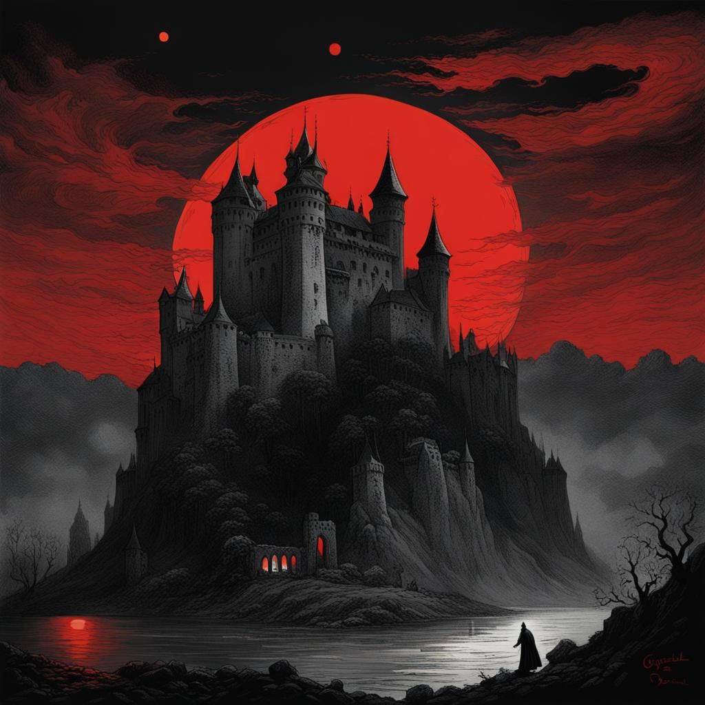 Dracula's Castle Under a Red Moon: Gothic Horror