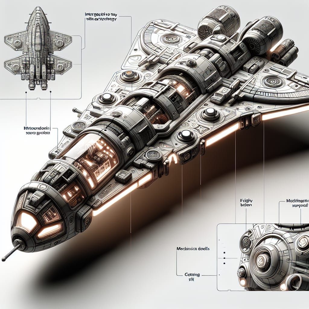 Hi-Tech Toy Spaceship with Glowing Details