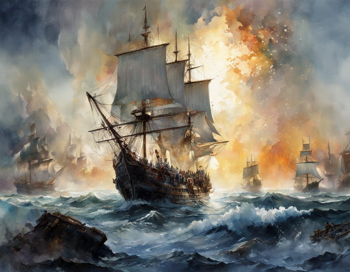 Glistening Spanish Galleon Under Celestial Sky