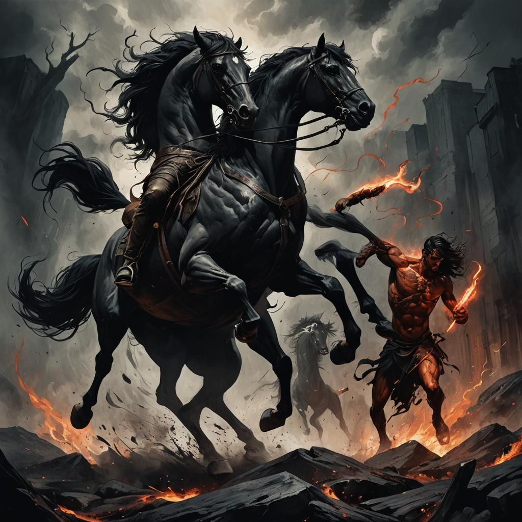 Centaur in Dark Battle: Gritty Comic Book Art