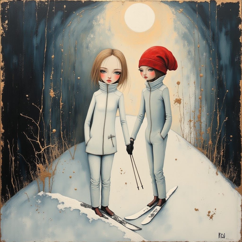 Exquisite Female Skier in Divine Surreal Style