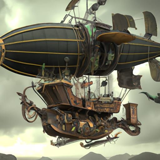 Steampunk Airship: The Stormriders in Detailed Matte Paintin...