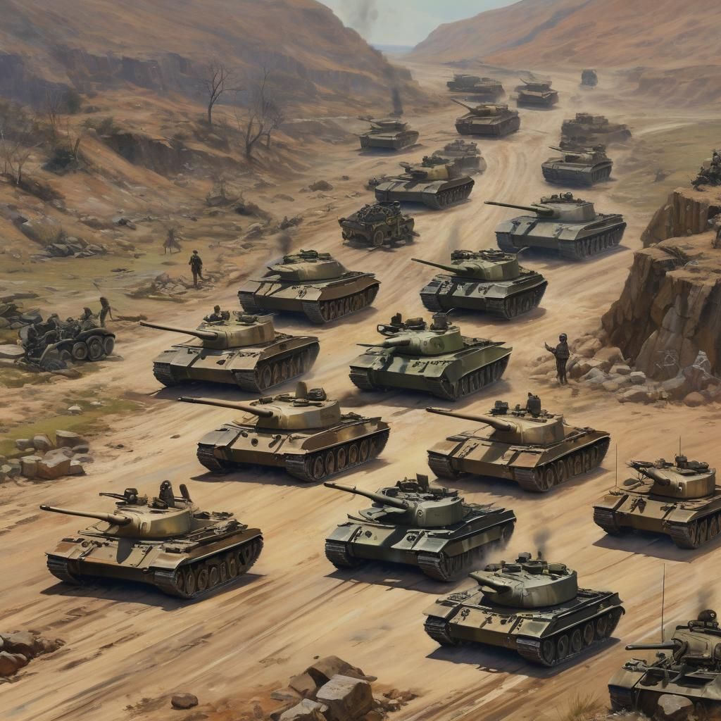 Tanks in Oil Painting Style by James Gurney