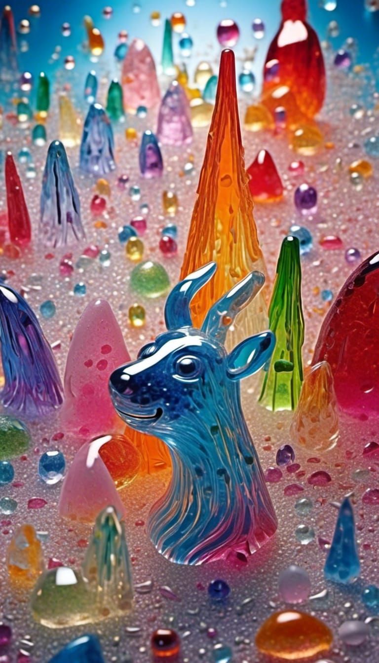 <lora:Glass Art:1.0> A surreal scene with broken glass and water droplets now with ultimate rainbow reflective and refra...