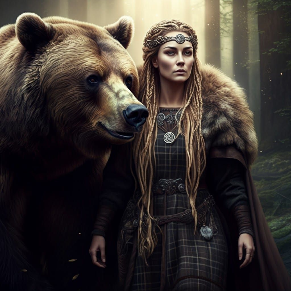 Artio, Bear Goddess in Mystical Forest