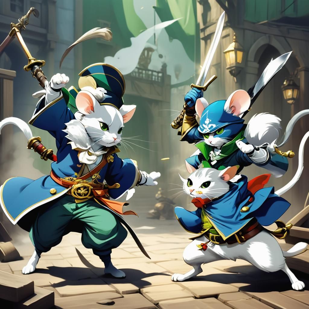 Anime Mouse and Cat Swashbucklers Duel