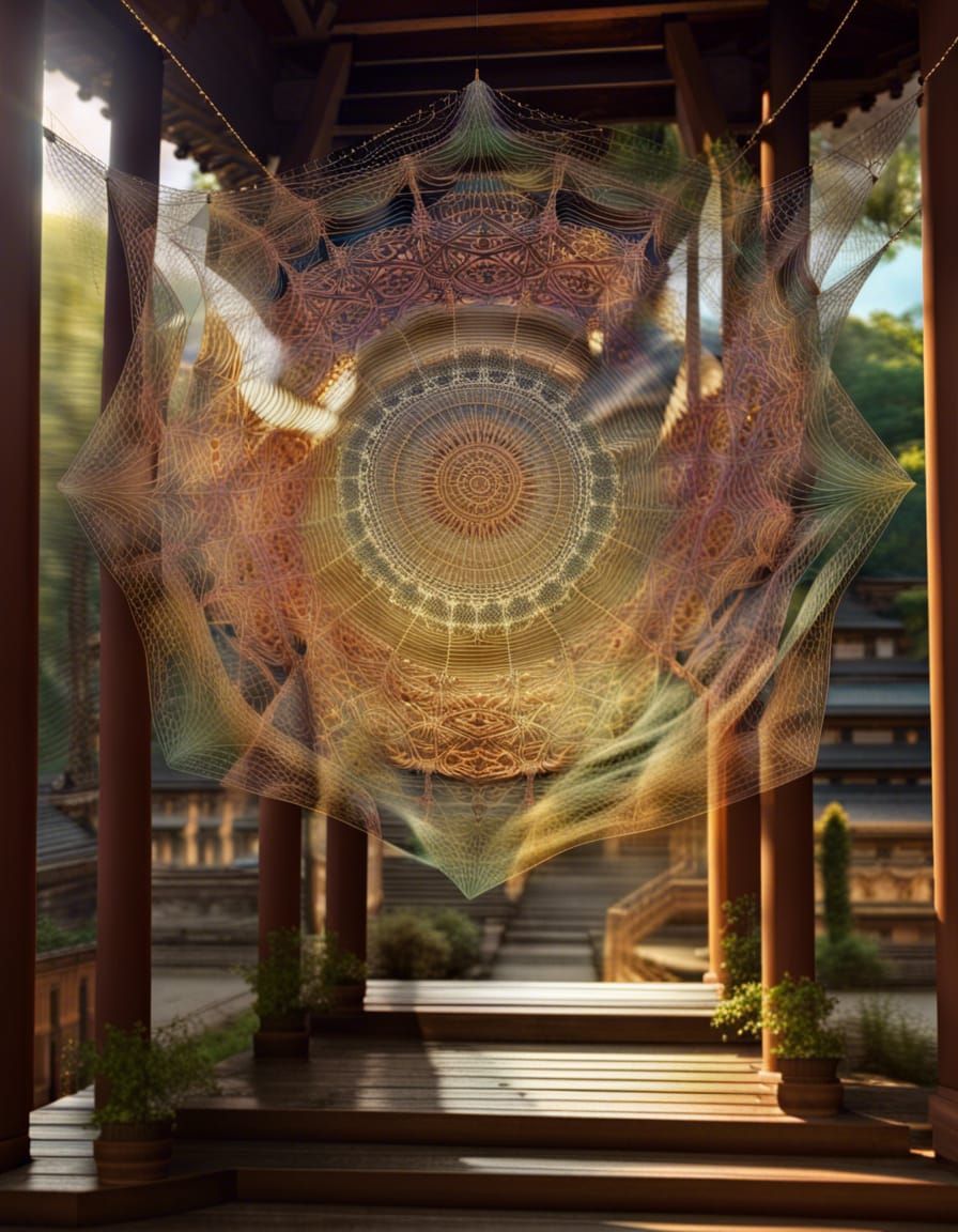 Spiderweb Mandala in Buddhist Temple, Hyperrealism