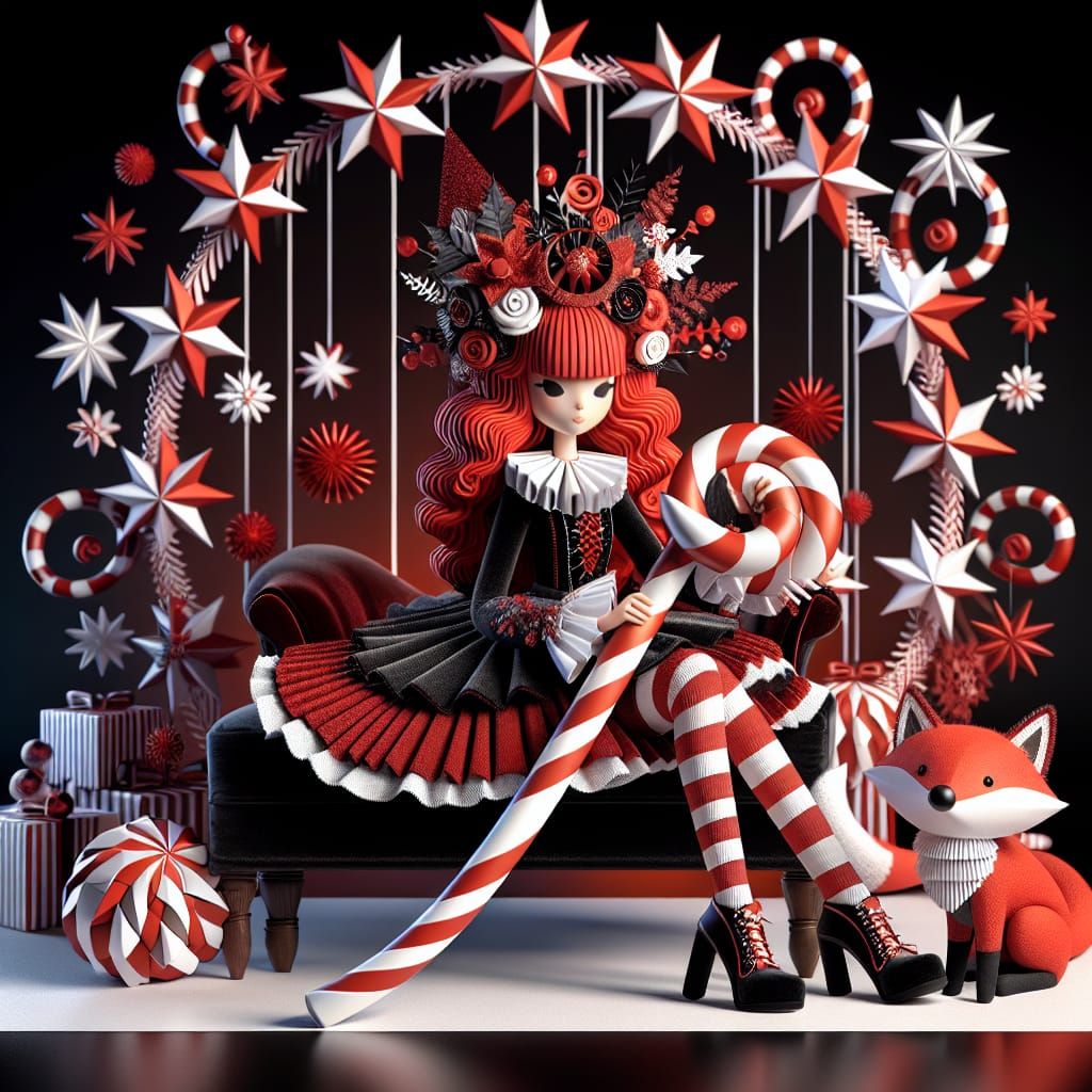 Dark Fantasy Scene in Black and White Striped Digital Art