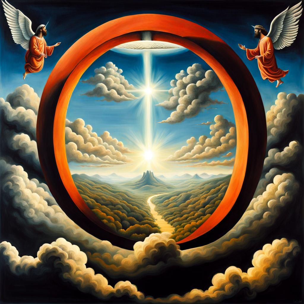 Surreal Depiction of God in Heaven