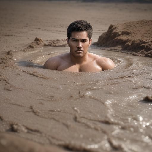 Man Sinking in Quicksand: Professional Photography