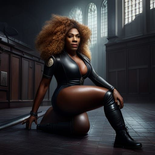 Serena Williams as Prison Guard in Detailed Matte Painting