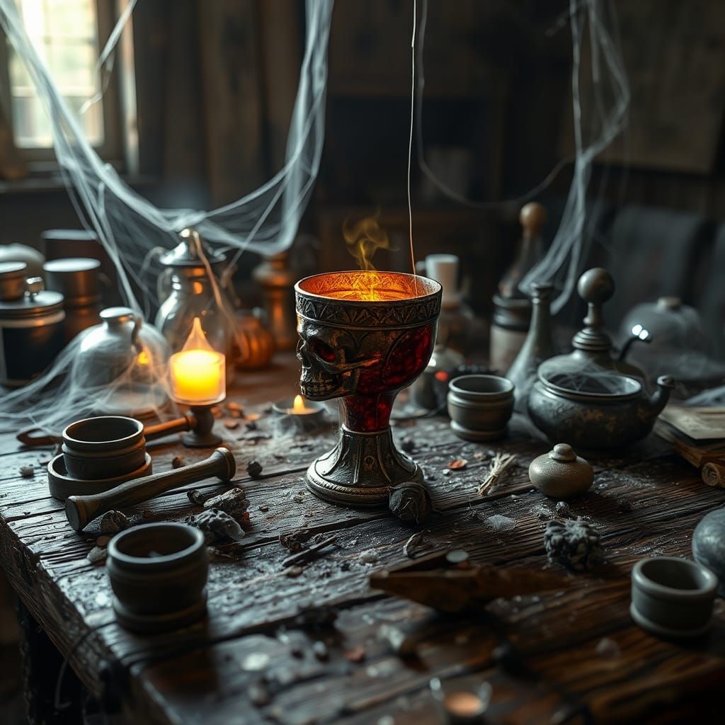 Cursed Skull Goblet with Dark Energy Aura