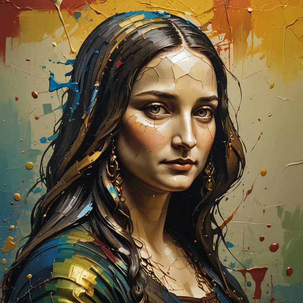 Hyperrealistic Mona Lisa Splash Art Portrait