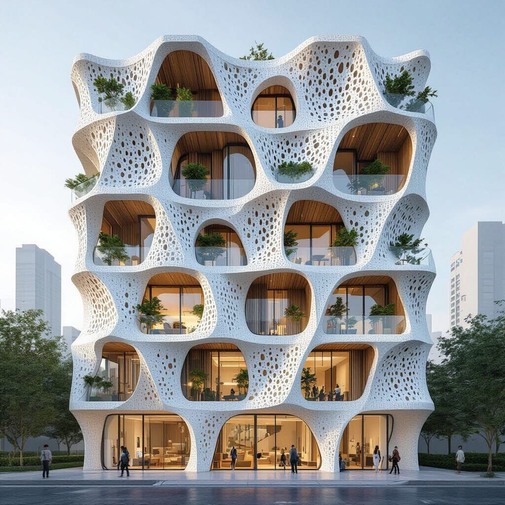 Futuristic Organic Apartment Block with Waved Petals