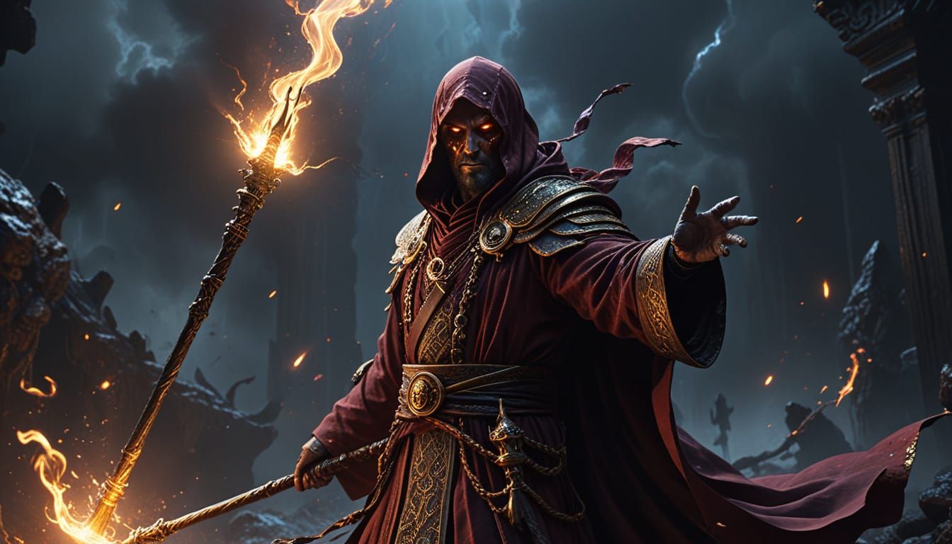 Sorcerer Gazer: Fantasy Concept Art in Airbrush Style