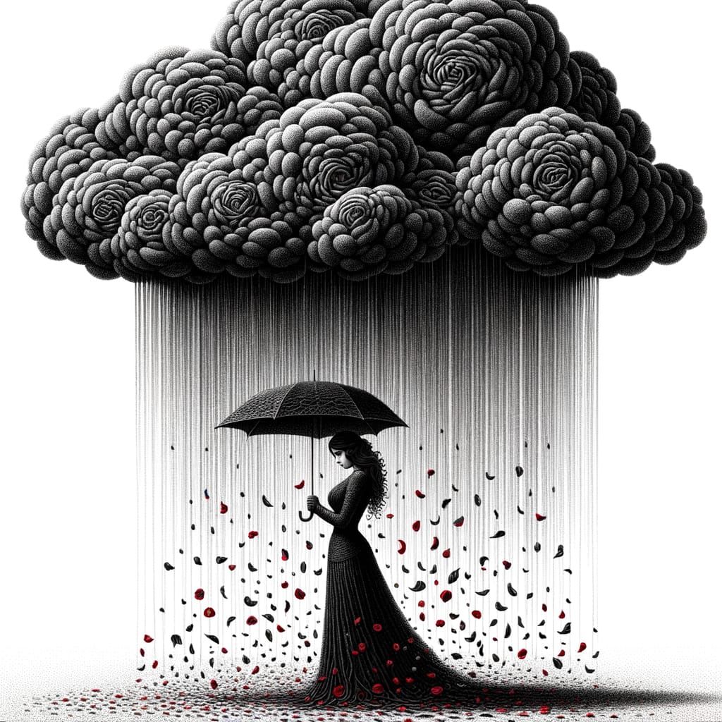Grief and Beauty: A Whimsical Storm of Mourning