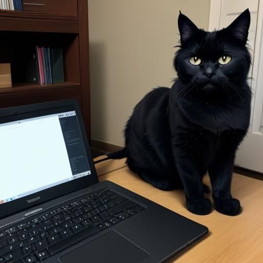 Disappointed Cat Looks at Laptop