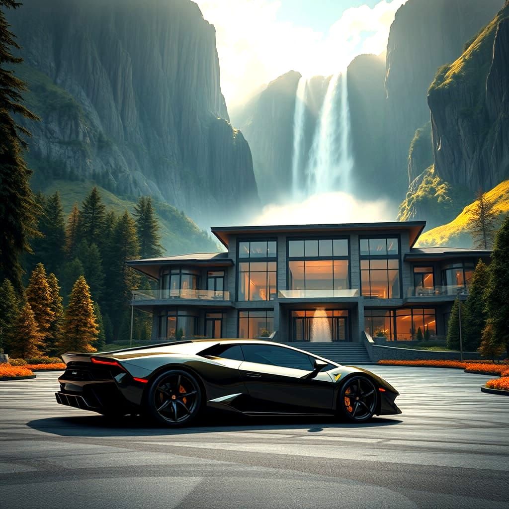 Luxurious Mega Mansion Amidst Towering Mountains