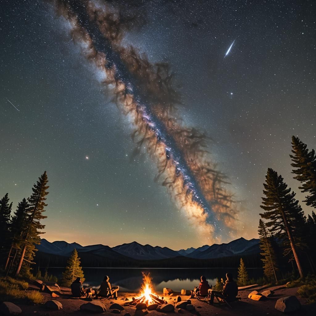 Campfire Under a Starry Sky