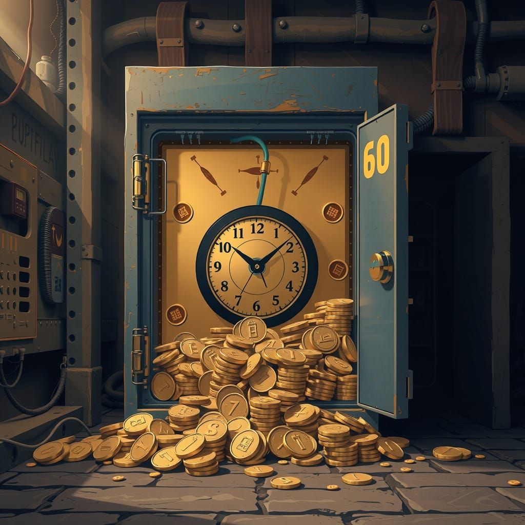 Futuristic Time Bomb Countdown to Explosive Gold Safe