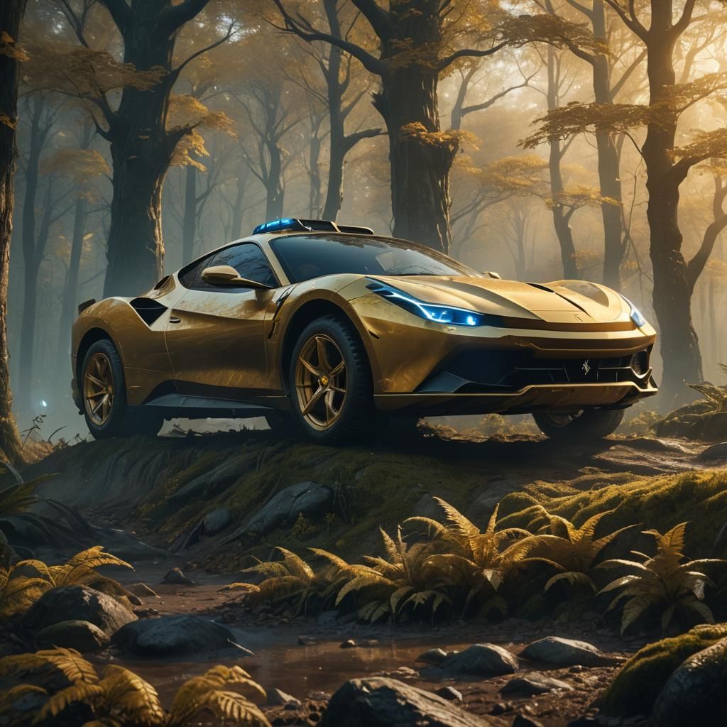 Golden Ferrari Transforms to Tank in Mystic Forest