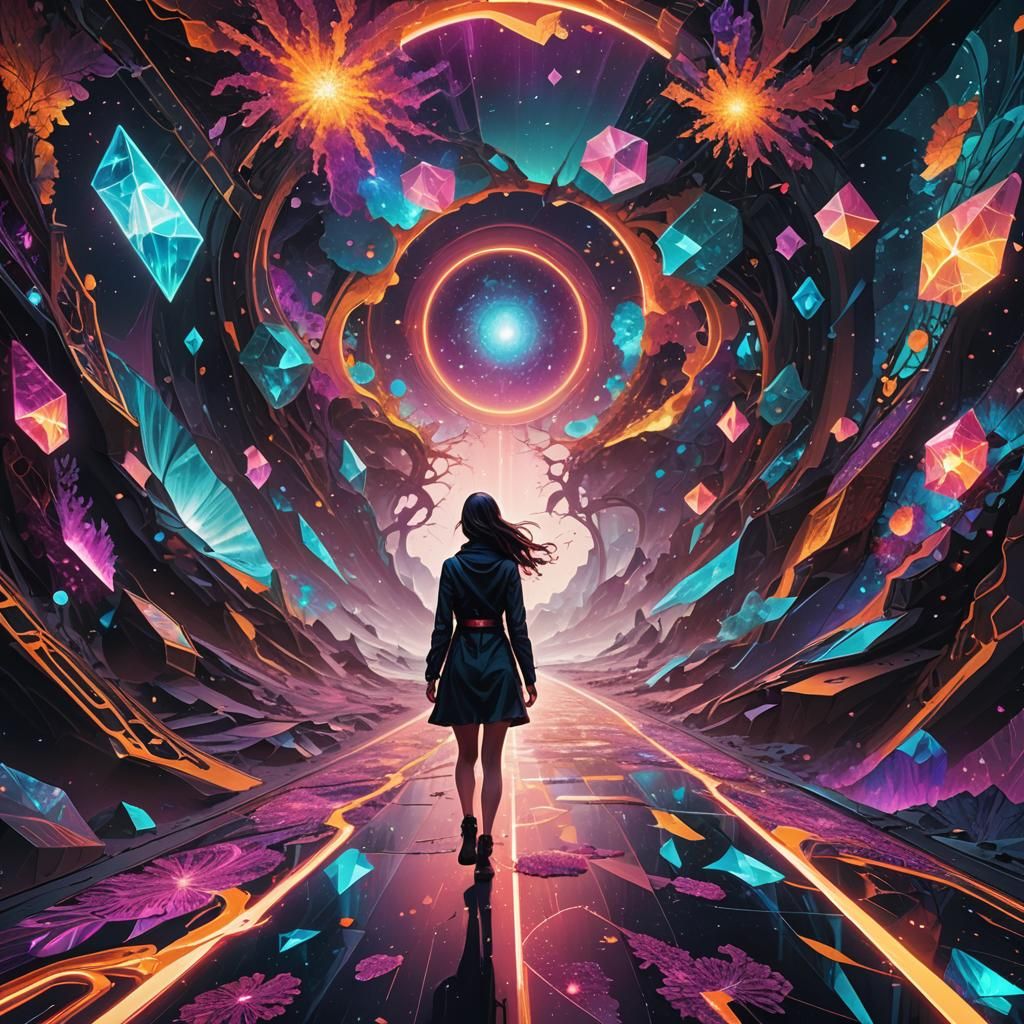 Surreal Dreamscape Portal in Cyberpunk Style