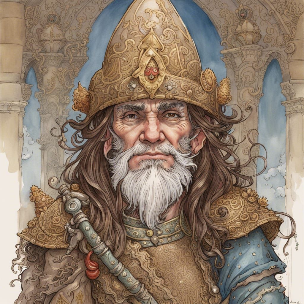 Ornate Portrait of a Gnome Paladin in Fantasy Style