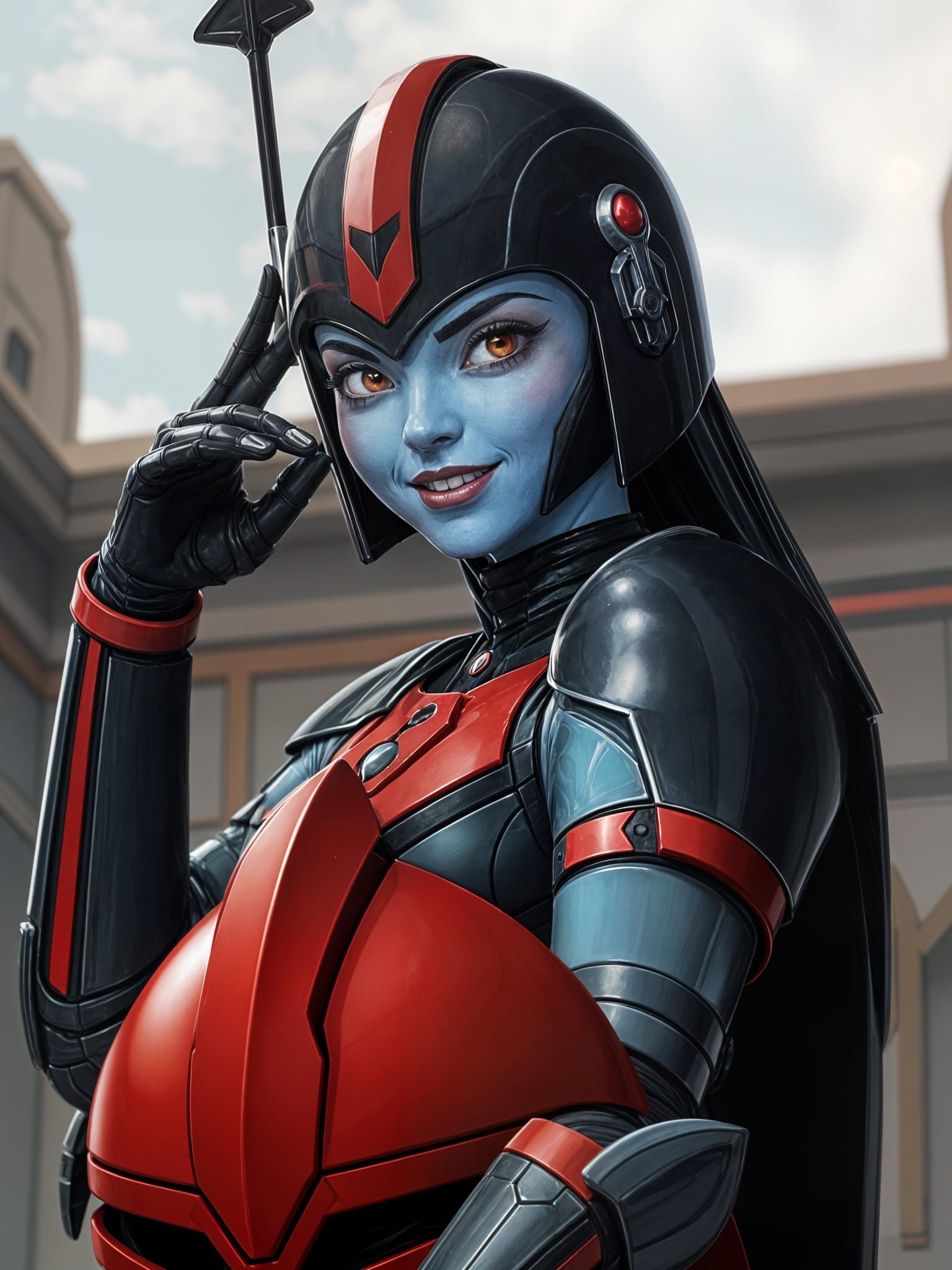 Seductive Twilek Warrior in Mandalorian Armor