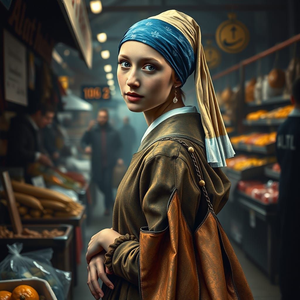 The Girl with a Pearl Earring by Johannes Vermeer, at the ma...