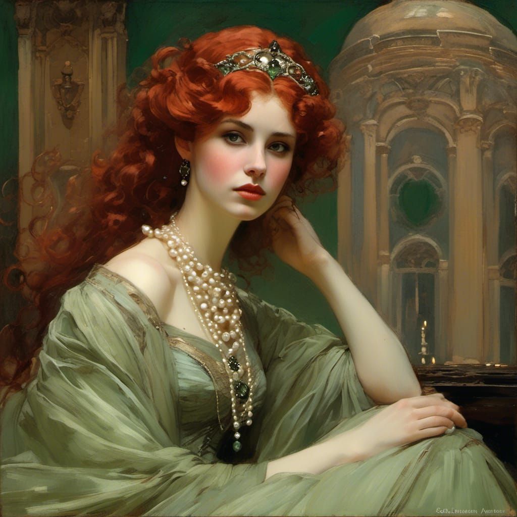 Elena the Vampiress in Pre-Raphaelite Style