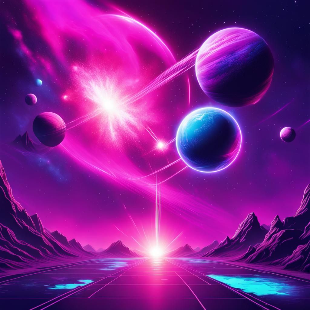 Planetary Collision Creates Neon Space Explosion