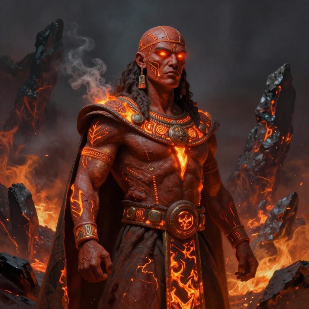 Volcanic Cleric Tzinen Ochol in Aztec-Inspired Robes