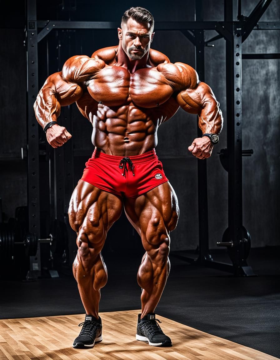 Highly Muscular Bodybuilder Posing Confidently