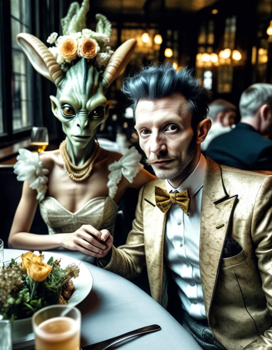 Happy People in Art Gallery: Polychromatic Photo