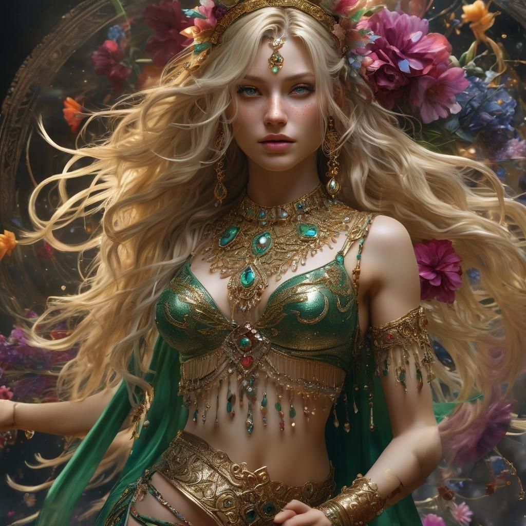 Floral Human Hybrid with Thorns and Dew