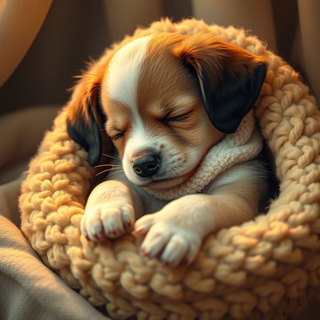 Peaceful Puppy in a Whimsical World