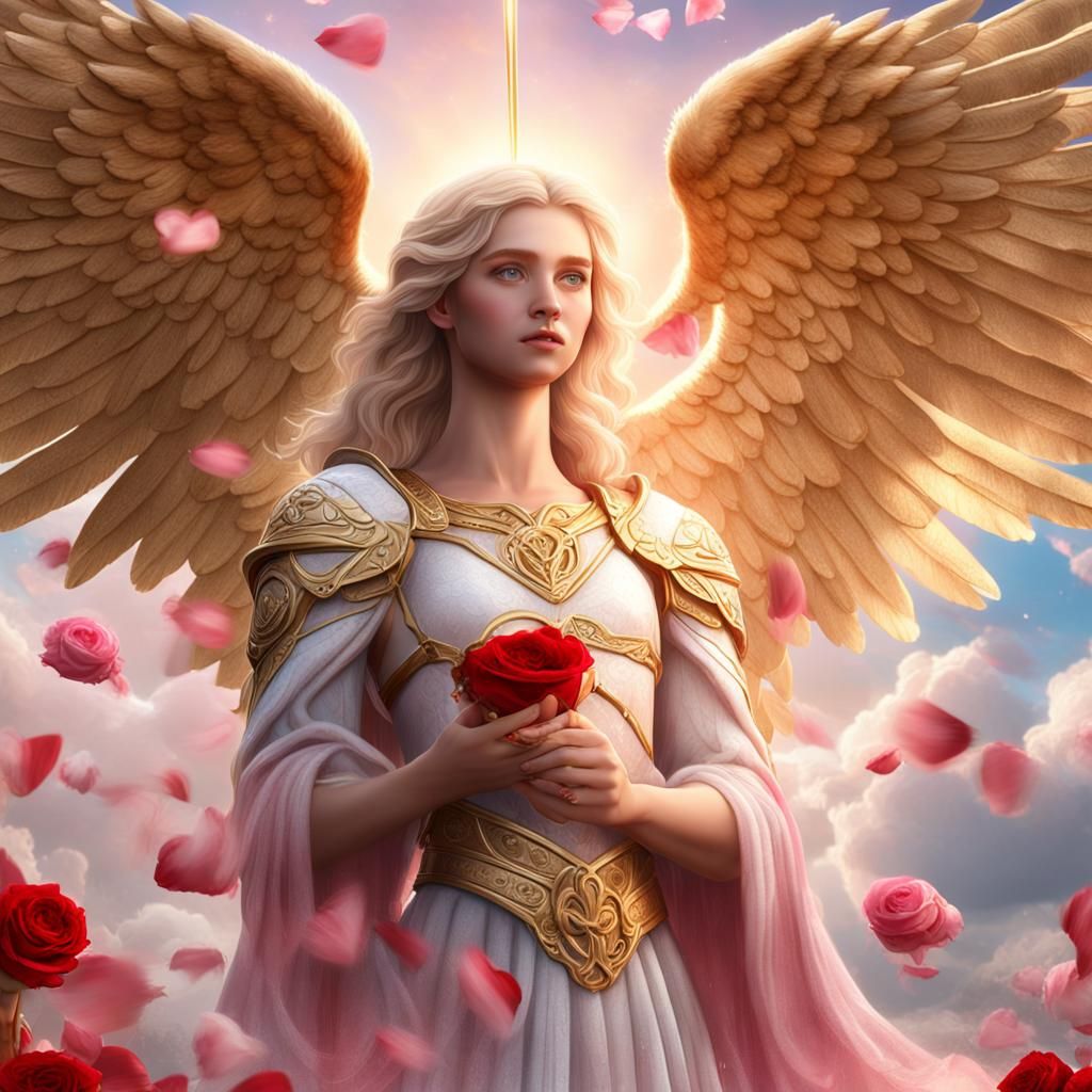 Archangel Chamuel with Cupid's Bow, Fantasy Art